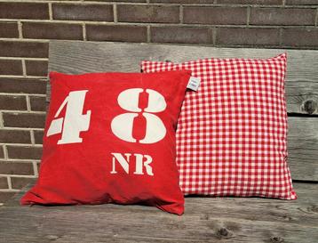 2 leuke rode kussens 40x40cm beschikbaar voor biedingen