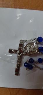 Blauwe Rozenkrans met Zilveren Kruis, Antiek en Kunst, Antiek | Religie, Ophalen of Verzenden