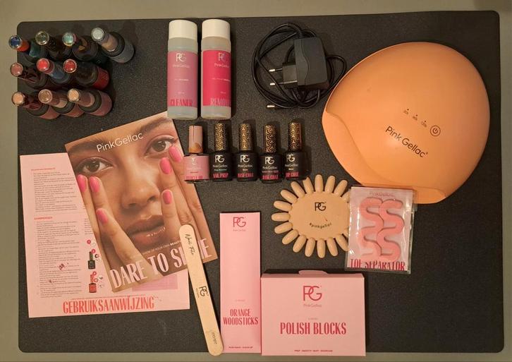 Pink gellac nagellak - complete set, Sieraden, Tassen en Uiterlijk, Uiterlijk | Cosmetica en Make-up, Zo goed als nieuw, Handen en Nagels