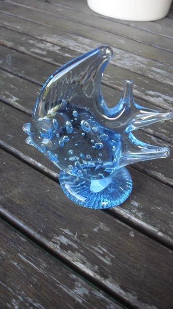 Blauw glazen -maanvis met bubbels beschikbaar voor biedingen