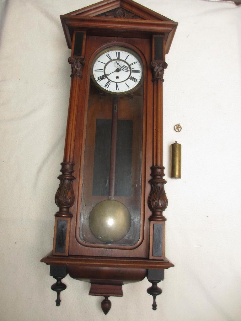 Antieke klassieke Weense regulateur 1 gewicht  Notenhout, Antiek en Kunst, Ophalen