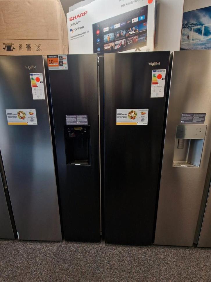 Whirlpool Amerikaanse Koelkast - No Frost, Zwart, Witgoed en Apparatuur, Koelkasten en IJskasten, Nieuw, Met aparte vriezer, 200 liter of meer