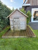 Speelhuisje op houten vlonder, Kinderen en Baby's, Speelgoed | Buiten | Speelhuisjes, Ophalen, Gebruikt, Hout