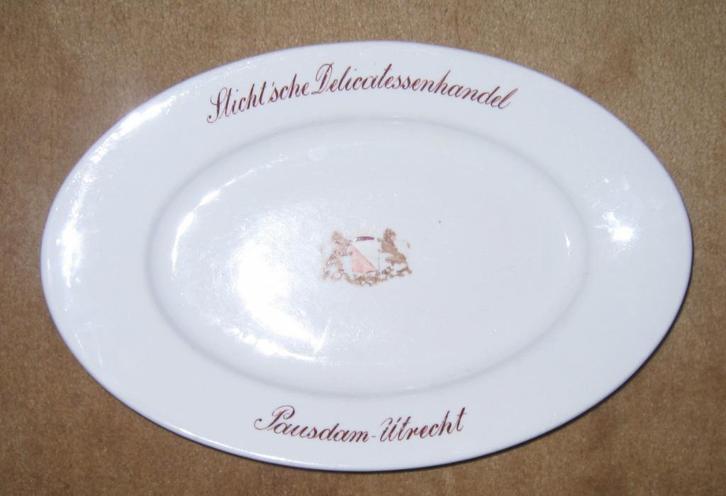 Stichtsche Delicatessenhandel Utrecht, schotel, Antiek en Kunst, Antiek | Schalen, Ophalen of Verzenden