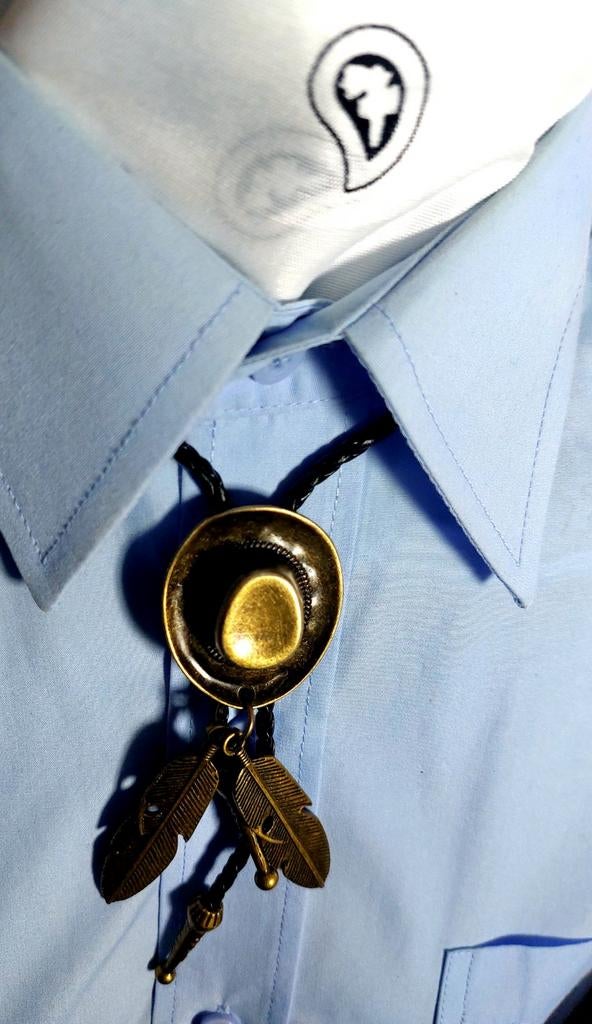 Vintage Bolo Tie met Western Design, Effen, Bruin, Ophalen of Verzenden, Zo goed als nieuw