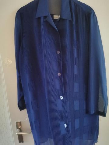 Ulla Popken blouse, blauw transparante stof, losse top mt 50 beschikbaar voor biedingen
