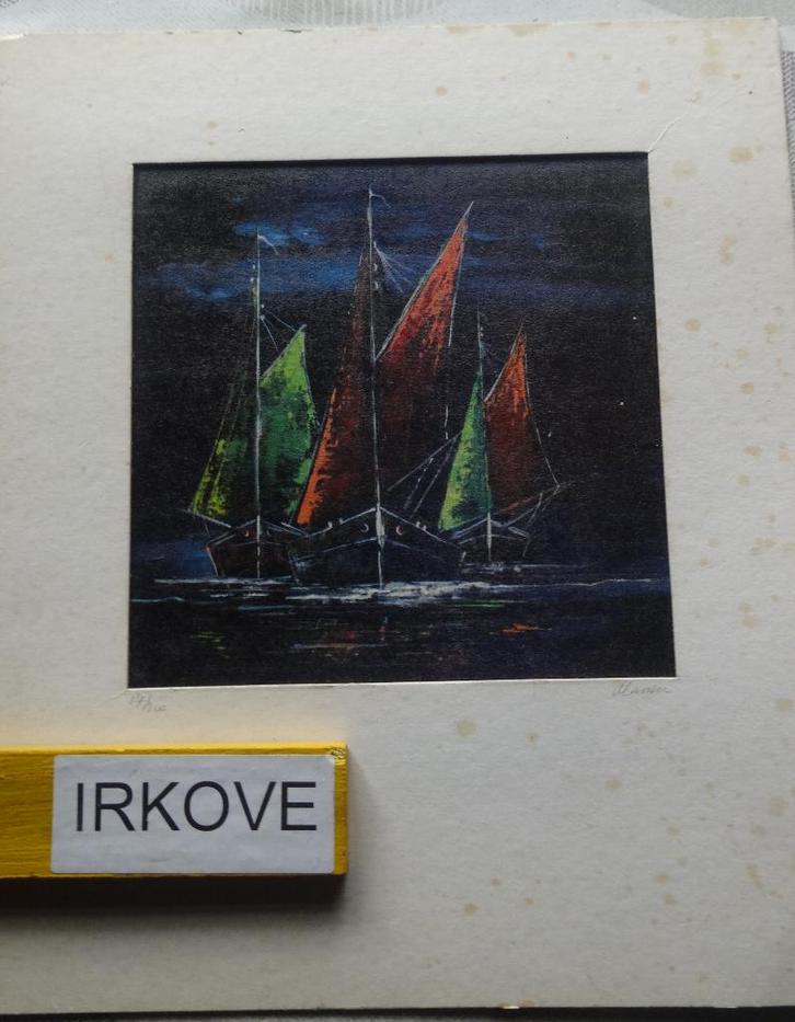 ZEEFDRUK * KLEURRIJKE SCHEPEN * Gesigneerd *, Antiek en Kunst, Kunst | Litho's en Zeefdrukken, Verzenden