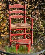 Handbeschilderde Hindeloopen armstoel & voetenbankje, Antiek en Kunst, Ophalen