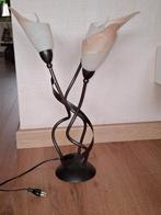 leuke metalen tafellamp met glazen kapje, Ophalen of Verzenden, Zo goed als nieuw, Metaal, Minder dan 50 cm