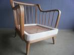 Knoll 1920s knoll antimott stoel m wit-beige kussens, Huis en Inrichting, Hout, Gebruikt, Overige kleuren, 1950s vintage stoel