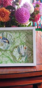 kraanvogels op sint jacobsschelpen in lijst, Ophalen of Verzenden, Nieuw