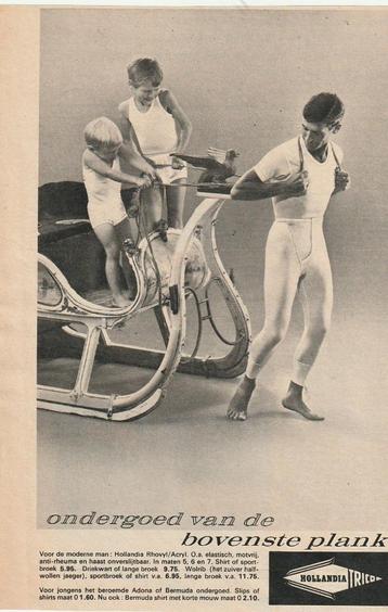 retro reclame 1960 Hollandia jongensondergoed met slee beschikbaar voor biedingen