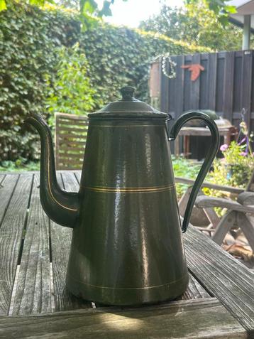 Vintage Emaille Koffiekan - Groen beschikbaar voor biedingen