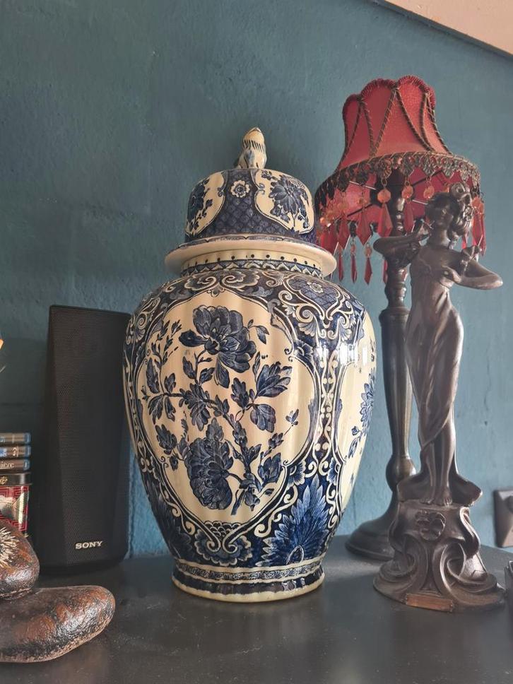 Delfts Blauw Vaas met Deksel, Antiek en Kunst, Antiek | Vazen, Ophalen of Verzenden