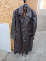 Bruine lange leren piraten brommer jas vintage, Ophalen of Verzenden, Gedragen, Bruin