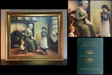 Klassiek olieverf schilderij moeder met 2 kindjes - LS beschikbaar voor biedingen