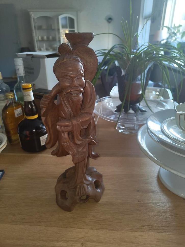 Houten Shou Lao Beeld, Antiek en Kunst, Kunst | Beelden en Houtsnijwerken, Ophalen of Verzenden