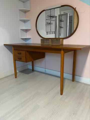 Vintage teakhout vouwbare bureau met 2 lades beschikbaar voor biedingen