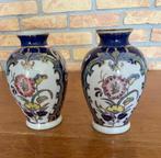 Set van twee, Chinese vazen, donkerblauw, verguld, Ophalen of Verzenden