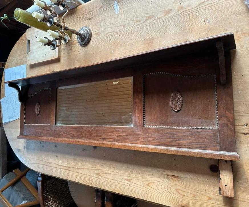 Antiek Schouwdeel / Haardombouw met Spiegel, Ophalen of Verzenden, Rechthoekig, 100 tot 150 cm