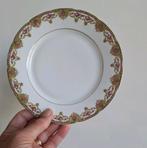 6 Limoges bordjes Ø 18,5 cm, roosjes, goud, groen,roze, 50's, Antiek en Kunst, Ophalen of Verzenden
