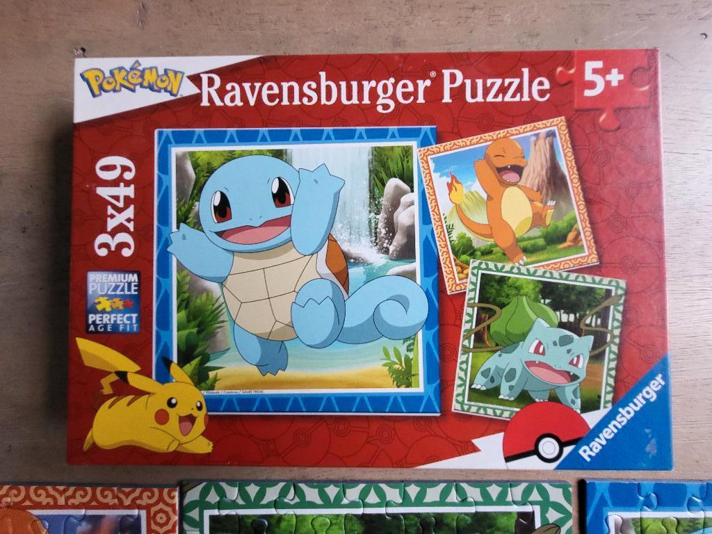 puzzel Pokemon 3x49 stukjes Ravensburger, Ophalen of Verzenden, 10 tot 50 stukjes, Gebruikt, 6 jaar of ouder