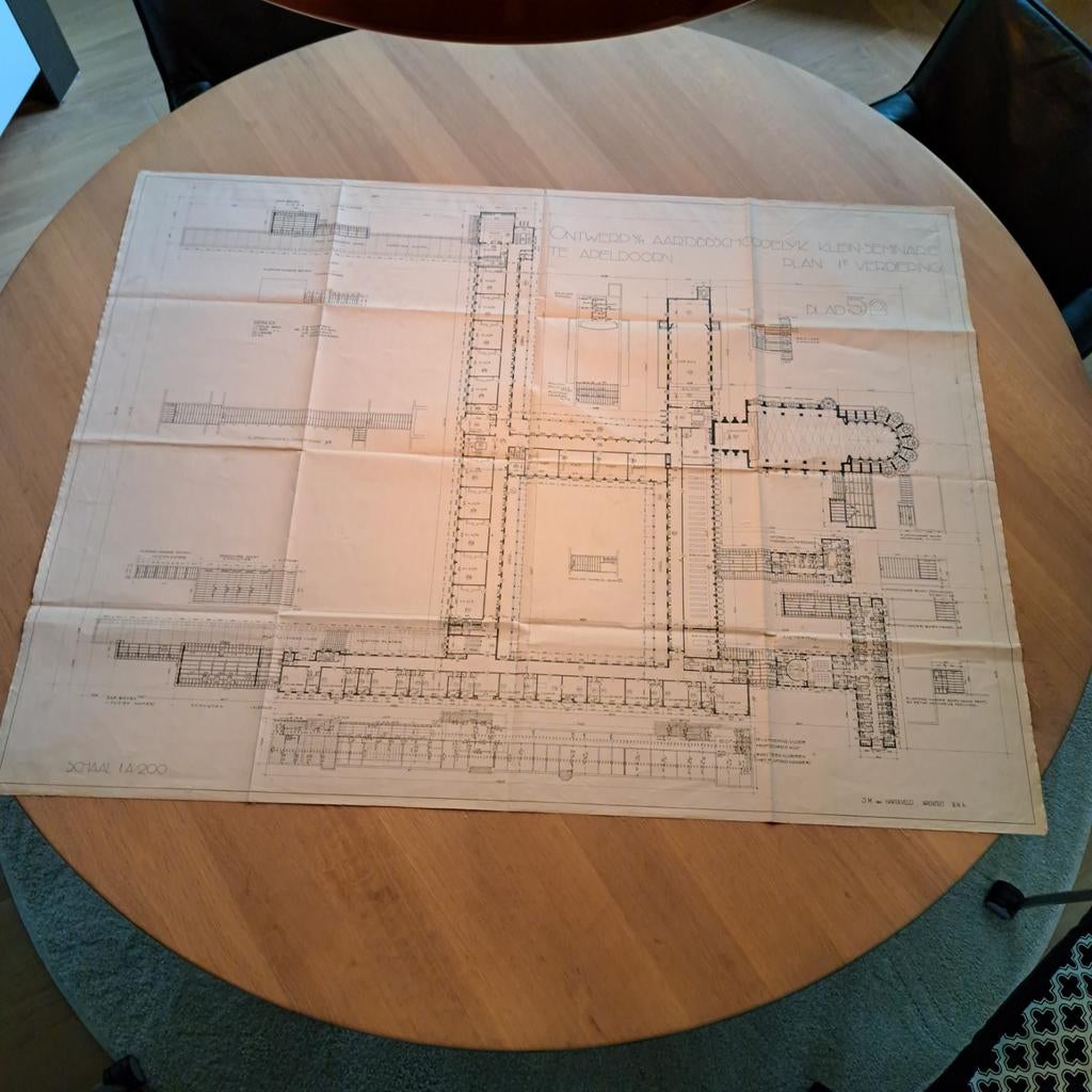 Tekening op linnen Klein Seminarie Apeldoorn 1933, Ophalen of Verzenden