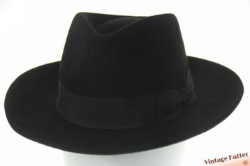 Vintage Outdoor gleufhoed Printemps Brummel zwart wolvilt 57 beschikbaar voor biedingen