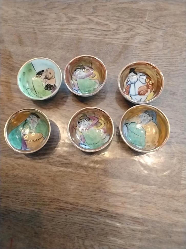 Zes antieke Japanse Sake kopjes, Antiek en Kunst, Antiek | Keramiek en Aardewerk, Ophalen of Verzenden