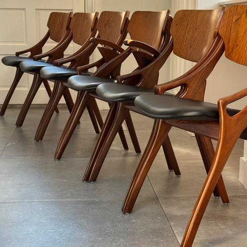 Set vintage Deens design Hovmand Olsen stoelen gerestaureerd, Huis en Inrichting, Stoelen, Zo goed als nieuw, Vijf, Zes of meer stoelen