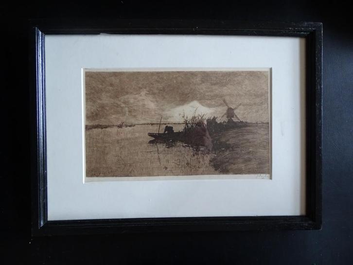 Mooi ets van Jan Sirks, Antiek en Kunst, Kunst | Schilderijen | Klassiek, Ophalen of Verzenden