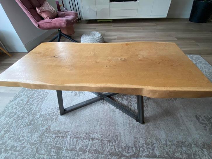 Boomstam salontafel eikenhout, Huis en Inrichting, Tafels | Salontafels, Zo goed als nieuw, Minder dan 50 cm, 50 tot 100 cm, 100 tot 150 cm
