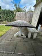 Tuintafel / eettafel met eetbank, Ophalen, Gebruikt, Meer dan 8 zitplaatsen, Bank