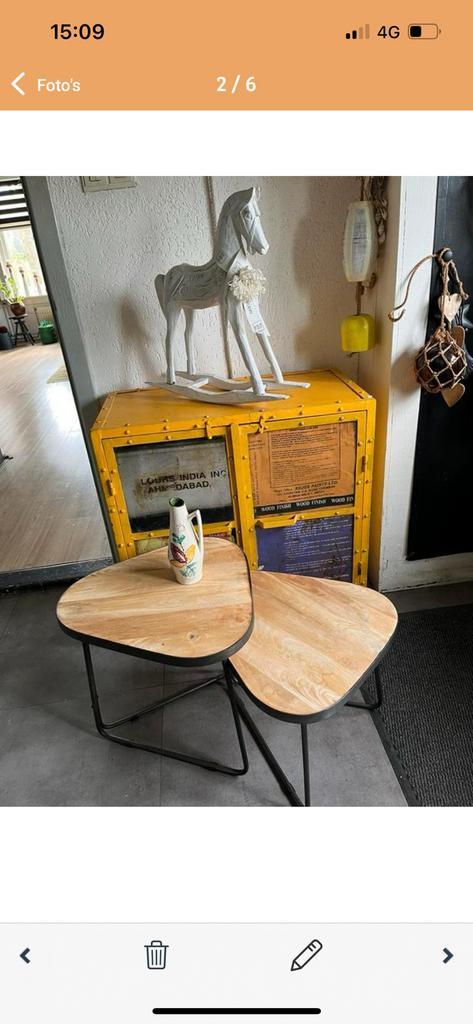 Bijzet Tafeltjes, Huis en Inrichting, Tafels | Bijzettafels, Rond, Minder dan 45 cm, Minder dan 55 cm, Hout, Ophalen