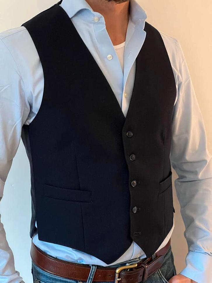 Gilet - donkerblauw - maat 48/50 (M), Kleding | Heren, Kostuums en Colberts, Zo goed als nieuw, Maat 48/50 (M), Blauw, Ophalen of Verzenden