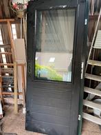 Hard houte deur dubbel glas, Doe-het-zelf en Verbouw, Deuren en Horren, Gebruikt, 80 tot 100 cm, Ophalen of Verzenden, Buitendeur