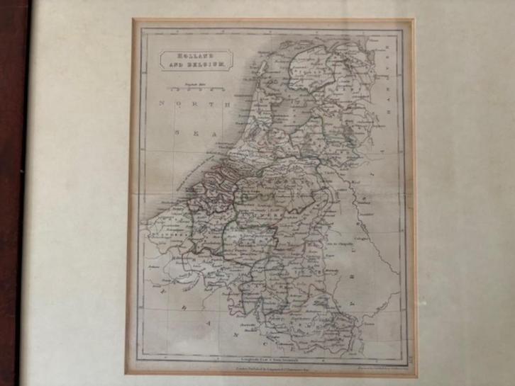 Holland & België kaart – Sidney Hall / Longman, Antiek en Kunst, Kunst | Etsen en Gravures, Ophalen