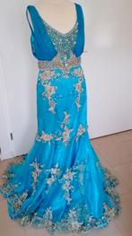 Blauw goud avondjurk abiya galajurk, Ophalen of Verzenden, Nieuw, Blauw, Galajurk