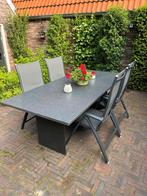 Hardsteen tuintafel, tuinstoelen, Ophalen, Zo goed als nieuw, Overige materialen, 6 zitplaatsen