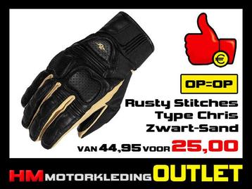 Motorhandschoen Rusty Stitches Chris - Zwart-Sand Handschoen beschikbaar voor biedingen