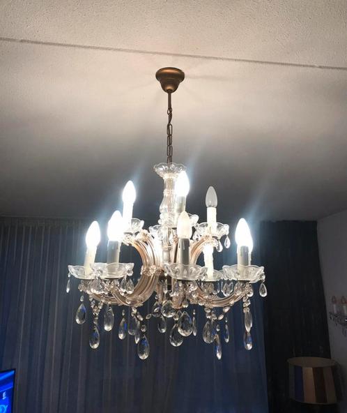 Volle antieke kristallen kroonluchter vintage, Huis en Inrichting, Lampen | Kroonluchters, Zo goed als nieuw, Ophalen