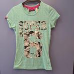 Superdry licht mint groen shirt +print mt XS 35232 gratis vz, Superdry, ., Ophalen of Verzenden, Korte mouw