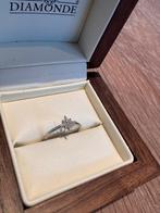 Diamond point - Zilveren Diamanten Ring - Incl. Certificaat, Ophalen of Verzenden, Met edelsteen, Dame, Zilver
