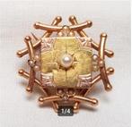 Broche Kempisch 18 kt vintage., Sieraden, Tassen en Uiterlijk, Antieke sieraden, Ophalen of Verzenden, Goud, Broche