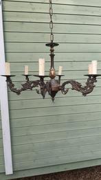 6 armige kroonluchter, zwaar Brons Antiek Vintage, Ophalen