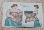 Dikke en dunne vrouw in corset, Verzenden, Voor 1920, Gelopen, Overige thema's