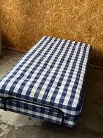 Hastens bed - Blauw/Wit Geruit - Eenpersoons, Gebruikt, 90 cm, Eenpersoons, Wit