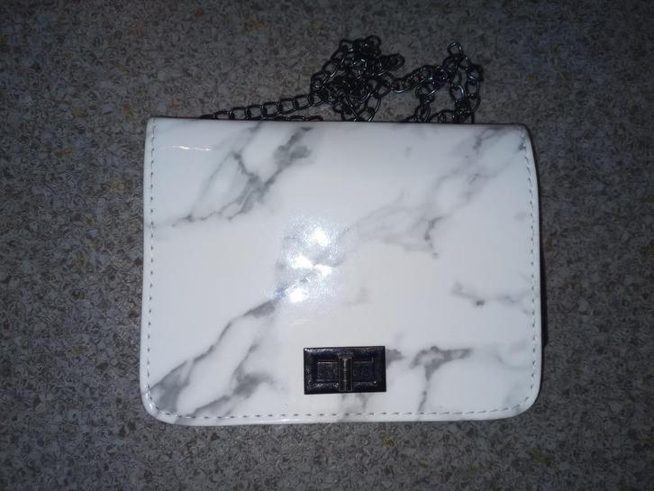 Schoudertas in Wit Marble Design, Sieraden, Tassen en Uiterlijk, Tassen | Schoudertassen, Zo goed als nieuw, Overige merken, Wit