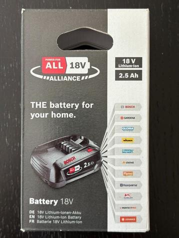 Bosch 18V 2.5Ah accu – Power For All Alliance – NIEUW met LE beschikbaar voor biedingen