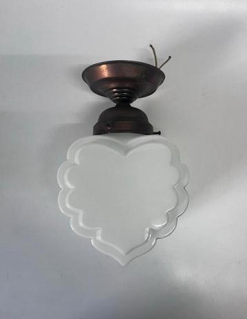 Vintage wit glazen hanglamp plafondlamp Jugendstil art deco beschikbaar voor biedingen